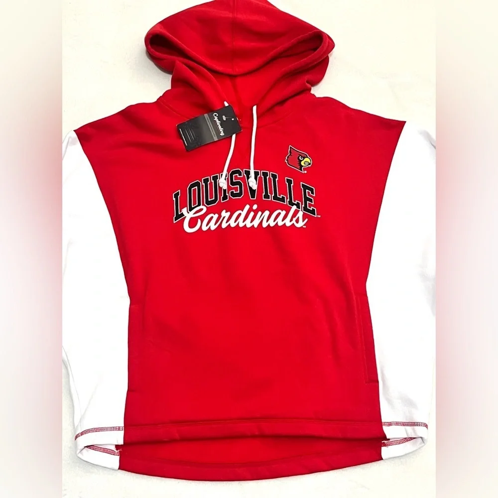 Louisville Cardinals Women’s Captivating Red White Gray Hoodie Sweatshirt
